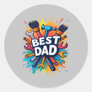 Best Dad Ever - Colourful Tools Design for Fathers Classic Round Sticker
