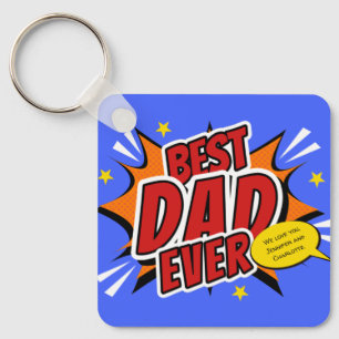 Best Dad Ever Comic Superhero Fathers Day Key Ring