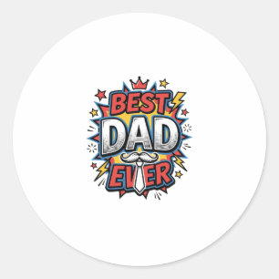 Best Dad Ever Comic Vintage Engraving Shirt Design Classic Round Sticker