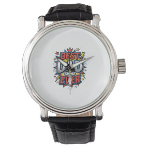 Best Dad Ever Comic Vintage Engraving Shirt Design Watch