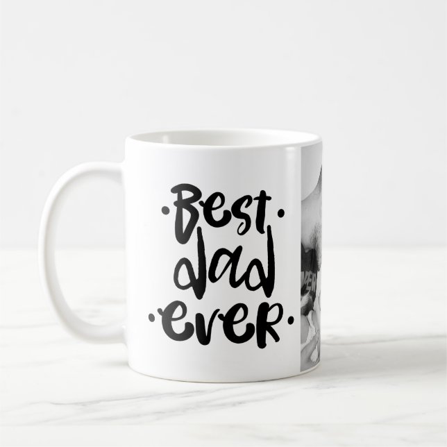 Best Dad Ever Cool Black Script Photo Father's Day Coffee Mug (Left)