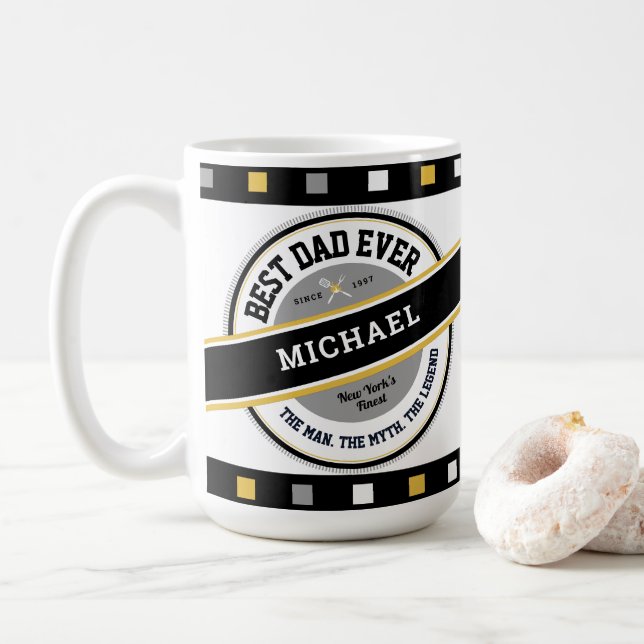 Best Dad Ever Cool Father's Day Personalised Mug (With Donut)