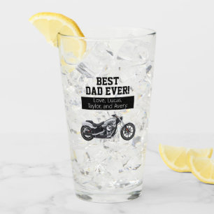 Best Dad Ever Cool Motorcycle Father Bike Glass