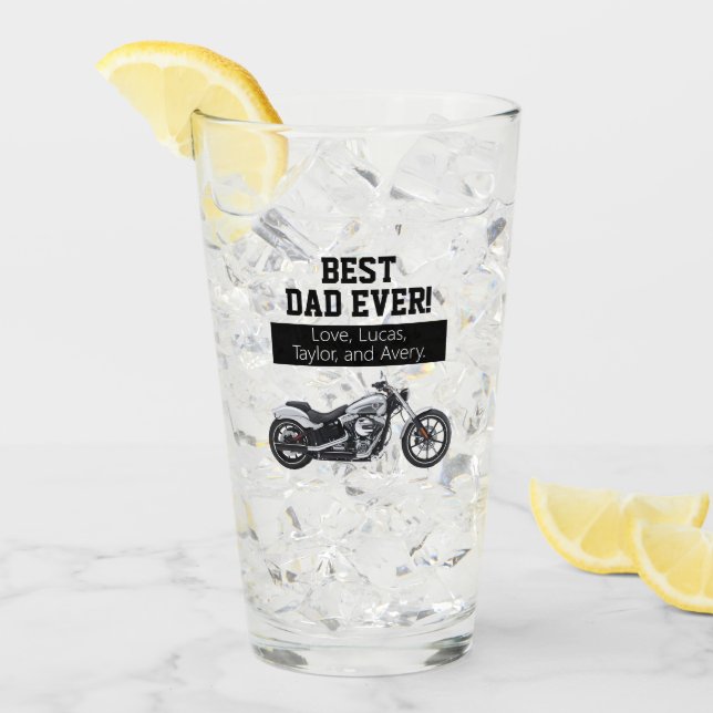Best Dad Ever Cool Motorcycle Father Bike Glass (Front Ice)