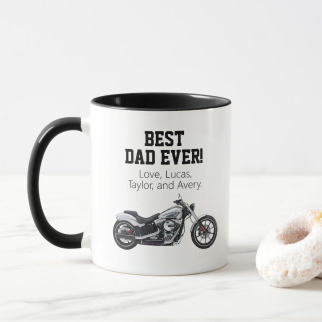 Best Dad Ever Cool Motorcycle Father Bike Mug (With Donut)