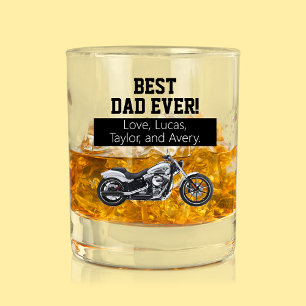 Best Dad Ever Cool Motorcycle Father Bike Whiskey Glass