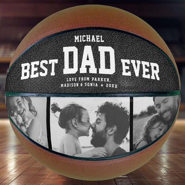 BEST DAD EVER Cool Trendy Unique Photo Collage Basketball (Creator Uploaded)