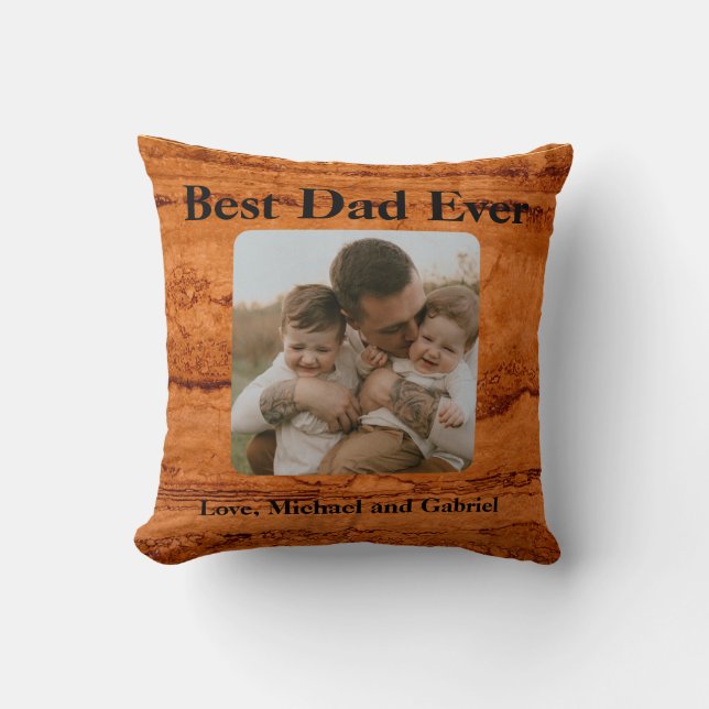 Best Dad ever, Copper Canyon Granite, amber gold  Cushion (Front)