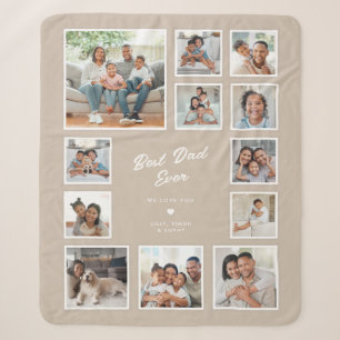 Best Dad Ever Custom 12 Photo Collage Gallery Grid Sherpa Blanket