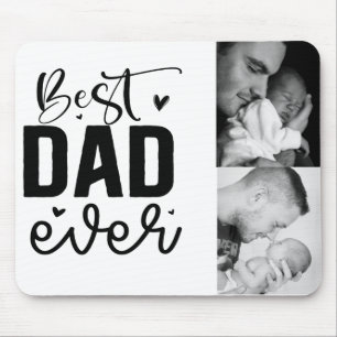 Best Dad Ever Custom 2 Photo Collage Mouse Mat