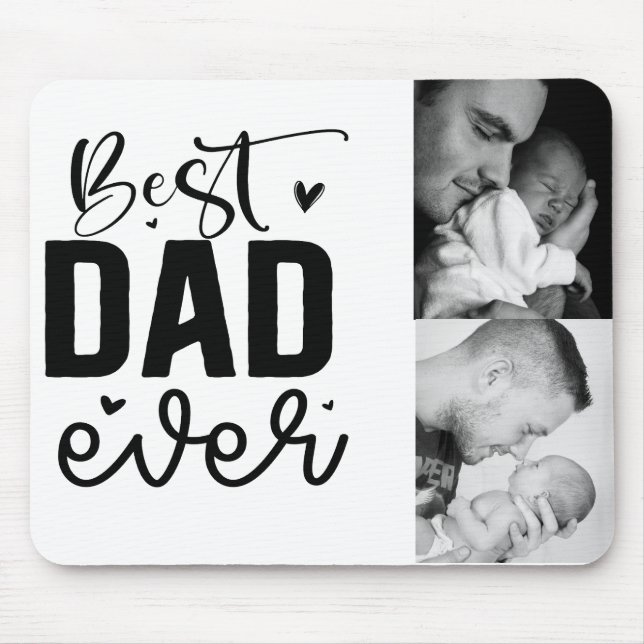 Best Dad Ever Custom 2 Photo Collage Mouse Mat (Front)