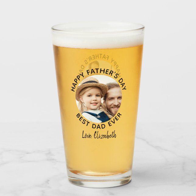 Best DAD Ever Custom 2 Photo Happy Father's Day Glass (Back Filled)