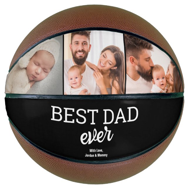 Best Dad ever Custom 3 Photos Modern personalised Basketball (Front)