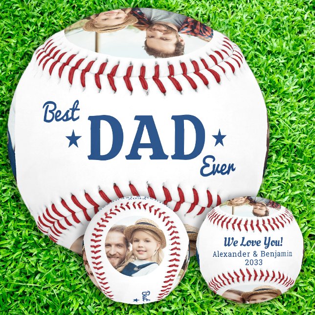 Best DAD Ever Custom 4 Photo Create Your Own Baseball (Creator Uploaded)
