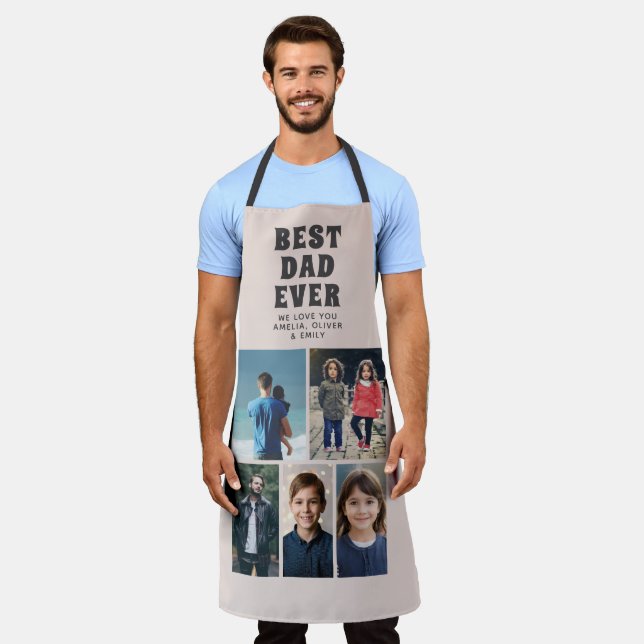 Best Dad Ever Custom 6 Photo Collage  Apron (Worn)