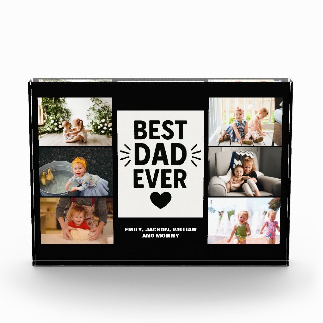 Best Dad Ever Custom 6 Photo Collage  Block (Front)