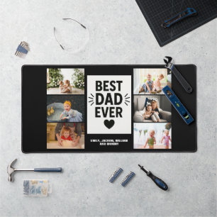Best Dad Ever Custom 6 Photo Collage Desk Mat