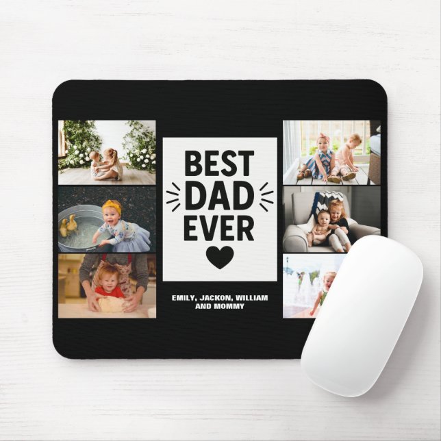 Best Dad Ever Custom 6 Photo Collage  Mouse Mat (With Mouse)