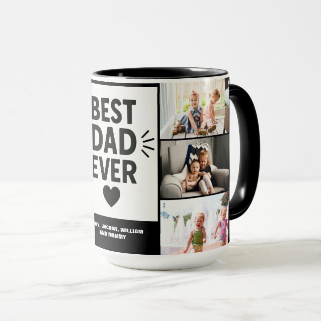 Best Dad Ever Custom 6 Photo Collage  Mug (Front Right)