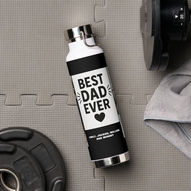 Best Dad Ever Custom 6 Photo Collage  Water Bottle (Gym)