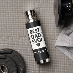 Best Dad Ever Custom 6 Photo Collage Water Bottle