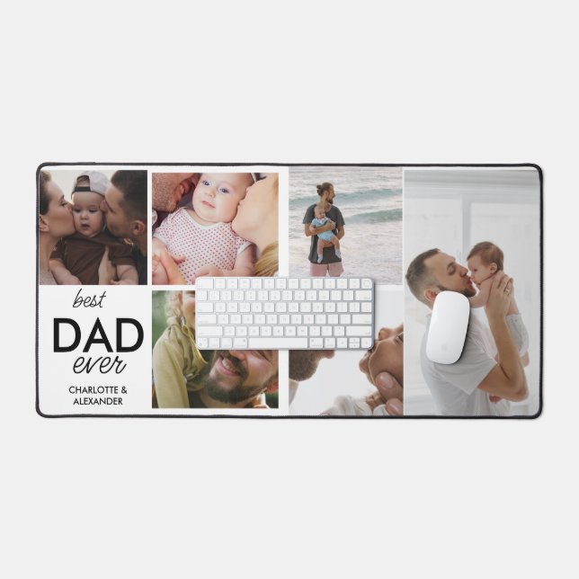 Best DAD Ever Custom 7 Photo Collage Desk Mat (Keyboard & Mouse)