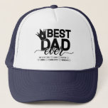 Best Dad Ever | Custom Children's Names Trucker Hat<br><div class="desc">This 'Best Dad Ever' hat is amazing! The custom name option is so thoughtful and personalised. I love that it's a fun and playful way to show off my dad's awesome title. I can already imagine all the fun times we'll have wearing it together!"</div>