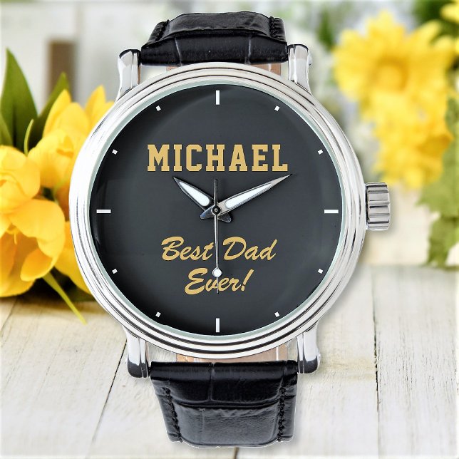 Best Dad Ever Custom Elegant Text Personalised Watch (Creator Uploaded)