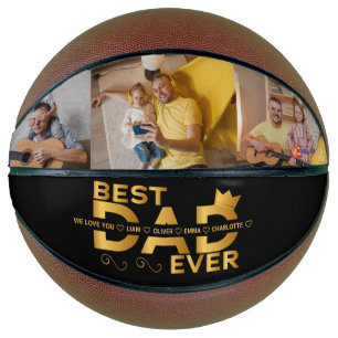 Best Dad Ever Custom Family 3 Photo With Names Basketball