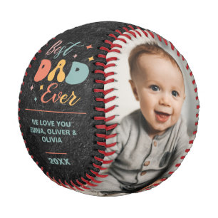 Best Dad Ever Custom Family Photo, Children's Name Baseball