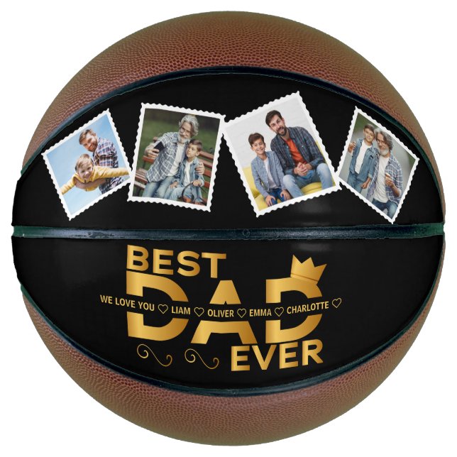 Best Dad Ever Custom Family Photo, children's name Basketball (Front)