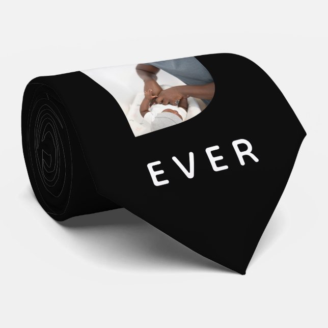 Best Dad Ever Custom Fathers Day Photo Collage Tie (Rolled)