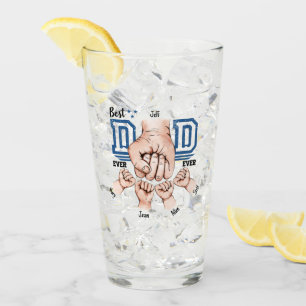 Best Dad Ever Custom Fist Bump - Four Kids Glass