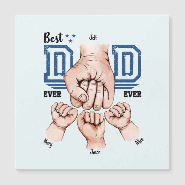 Best Dad Ever Custom Fist Bump - Three Kids (Front)