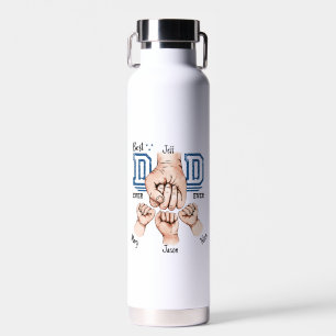 Best Dad Ever Custom Fist Bump - Three Kids Water Bottle