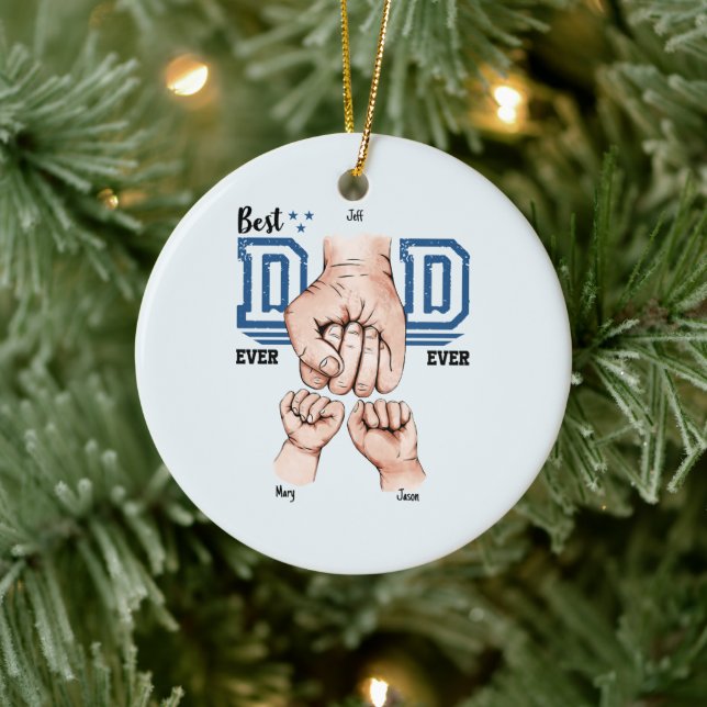 Best Dad Ever Custom Fist Bump - Two Kids Ceramic Tree Decoration (Tree)