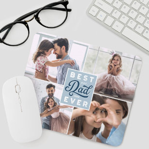 Best Dad Ever   Custom Four Photo Family Collage Mouse Mat