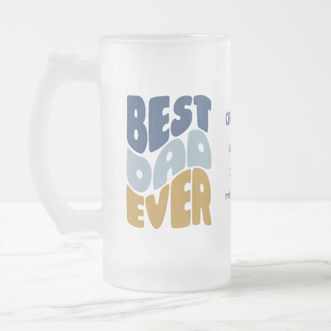Best dad ever custom frosted glass beer mug (Left)