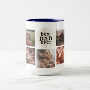 Best DAD Ever Custom Gold Multi Photo Mug