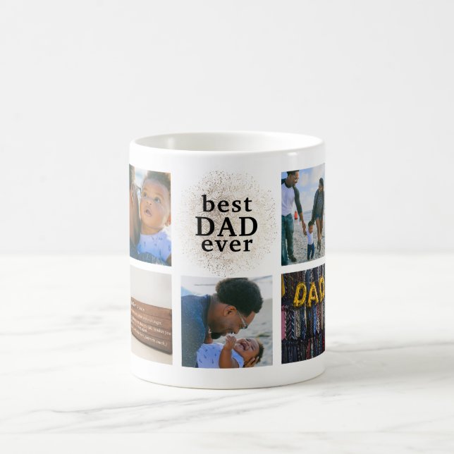 Best DAD Ever Custom Gold Multi Photo Mug (Center)