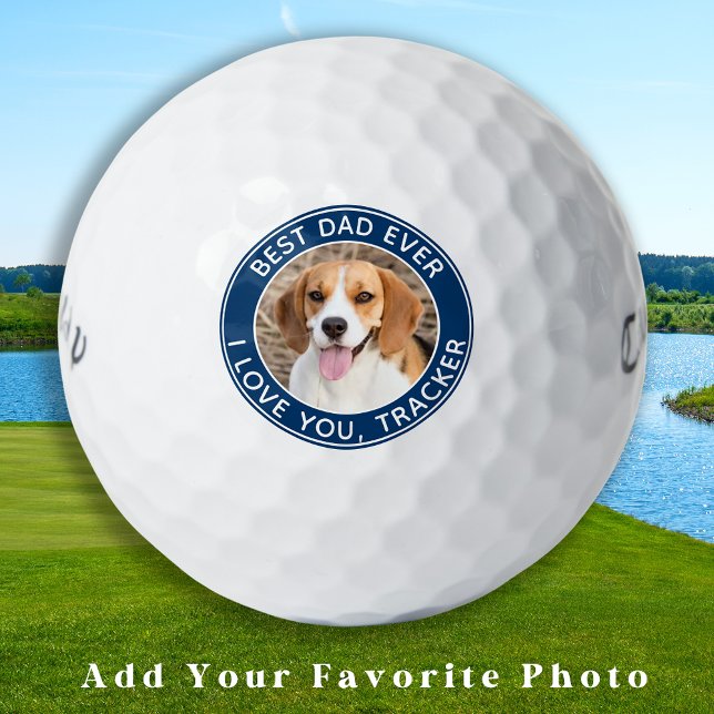 Best Dad Ever Custom Golfer Pet Photo Golf Balls (Creator Uploaded)