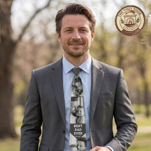 Best Dad Ever Custom Multi Photo Collage Tie