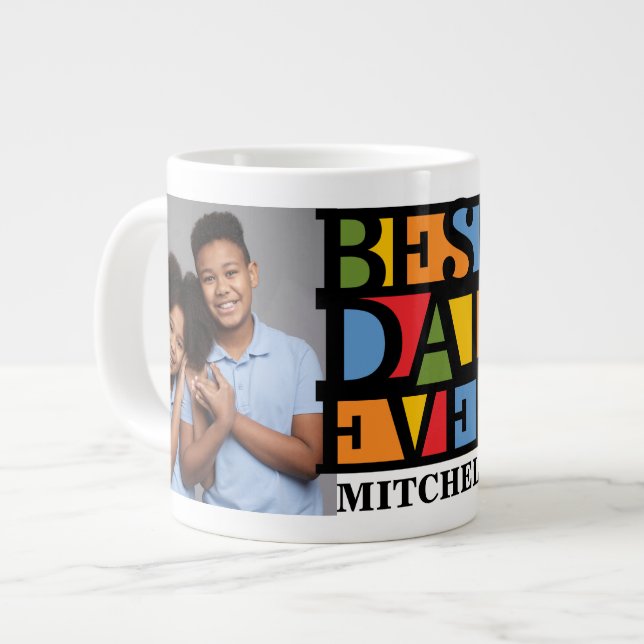 BEST DAD EVER custom name Large Coffee Mug (Front Left)