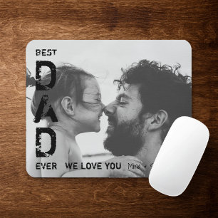 Best Dad Ever Custom Name Photo Cool Father's Day Mouse Mat
