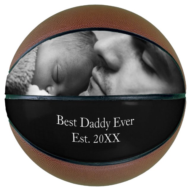 Best Dad Ever Custom Photo and Name Family Photo Basketball (Front)