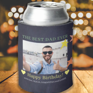 Best dad ever custom photo Birthday modern Can Cooler
