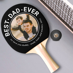 Best Dad Ever Custom Photo Black Personalised Ping Pong Paddle