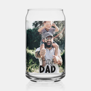 Best Dad Ever Custom Photo Can Glass