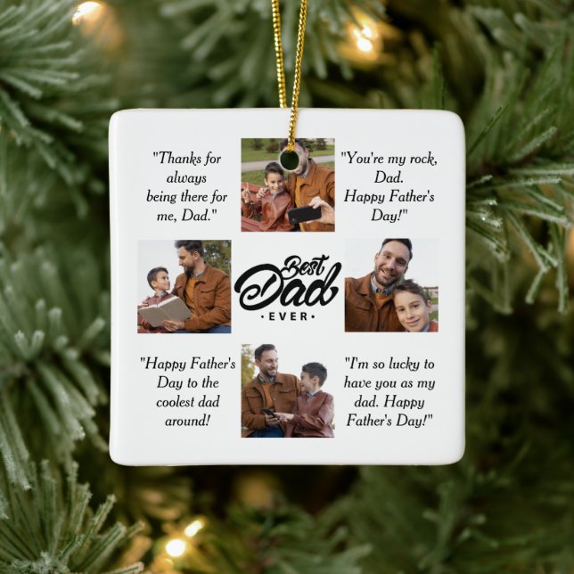 Best Dad Ever Custom Photo Ceramic Ornament (Tree)
