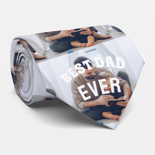 Best Dad Ever Custom Photo collage Create Your Own Tie (Rolled)